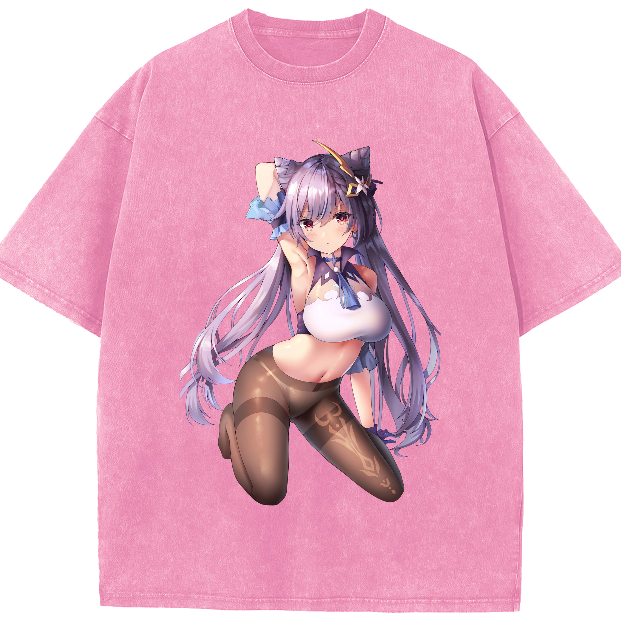 げんし神 刻晴 こくせい genshin Kokusei 綿100% ヴィンテージ風 半袖Tシャツ（フロントプリント）
